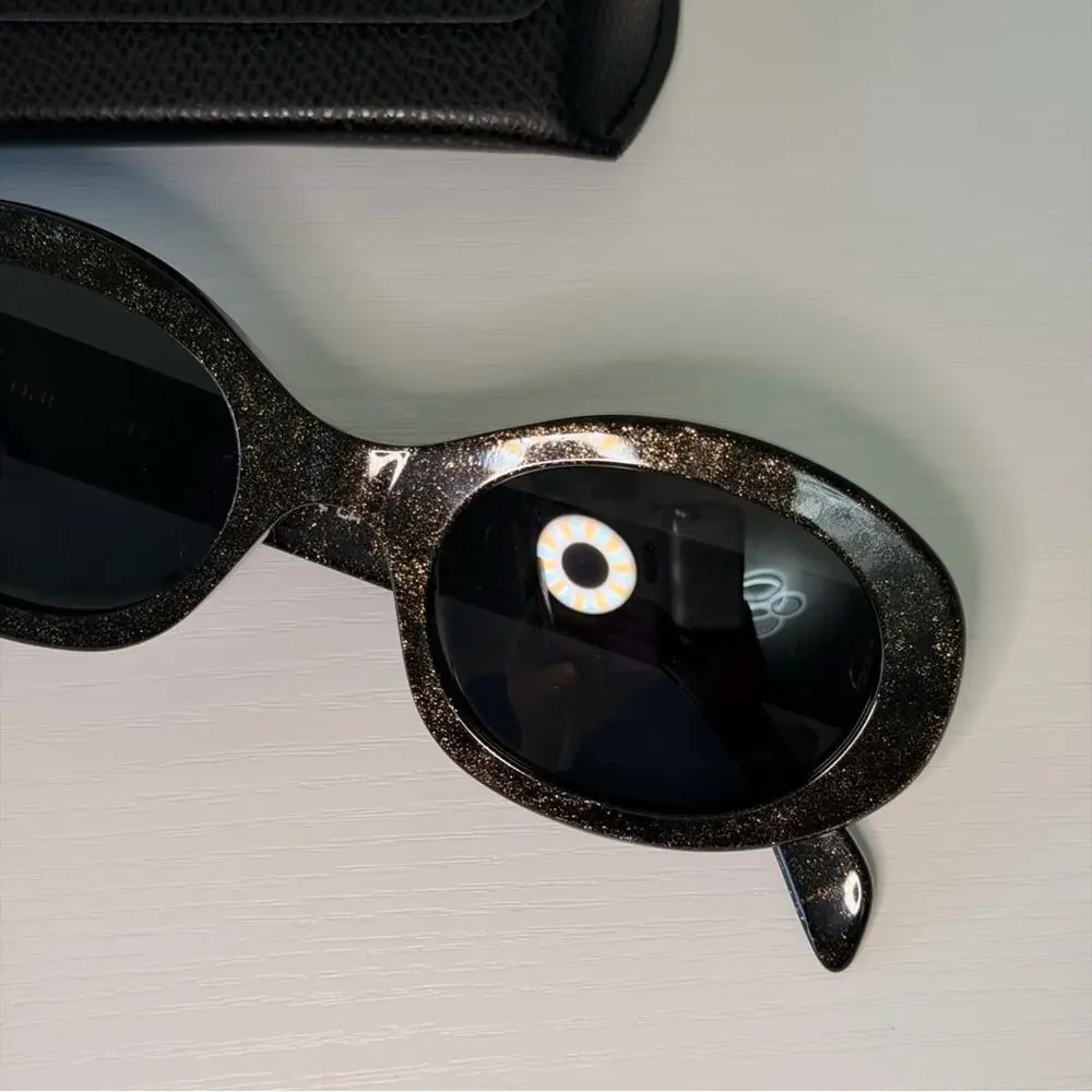 New! Celine Black Glitter Triomphe Sunglasses, CL40194U 03A, Authentic